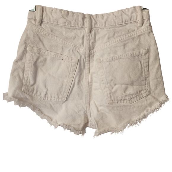 Zara White Distressed Frayed Raw Hem Shortie Cutoff Shorts Size 2 - Picture 3 of 5
